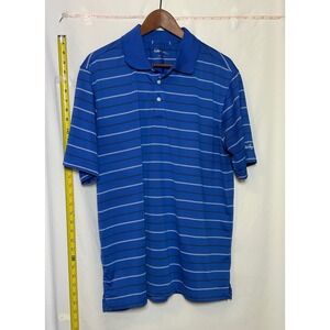 Walter Hagen Mens Golf Polo Shirt Blue Stripe Short Sleeve Performance Top L